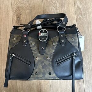 Jessica Simpson‎ Handbag Crossbody Camo/Black Buckle Studded NEW